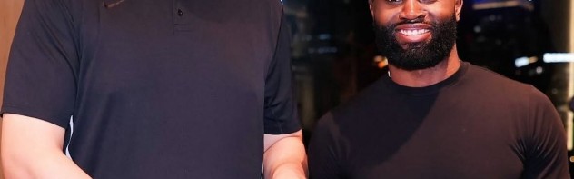 世俱杯买球-梦幻联动！杰伦-布朗晒与姚明晚宴合影 17日将出战姚基金慈善赛